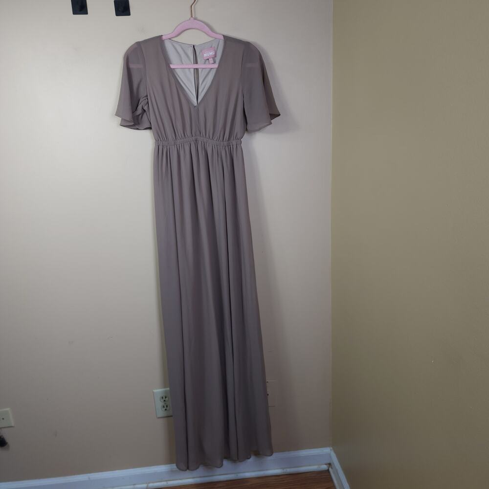 Show Me Your Mumu Emily Empire Maxi Dress in Dune Chiffon Size XXS